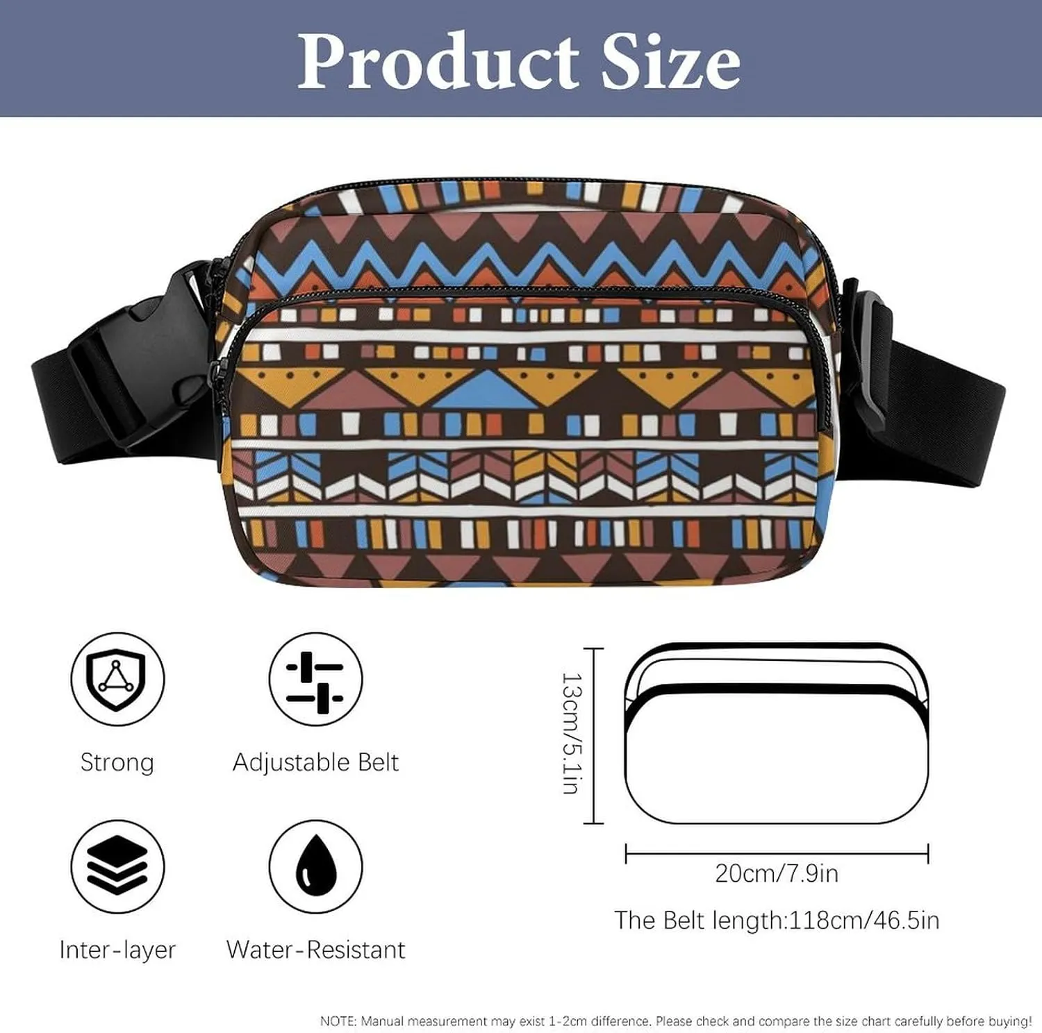 Women and Mens Waterproof Fanny Pack for Hiking/Cycling - Adjustable Waist Pack Compatible with Southwestern Aztec Native American Decoration