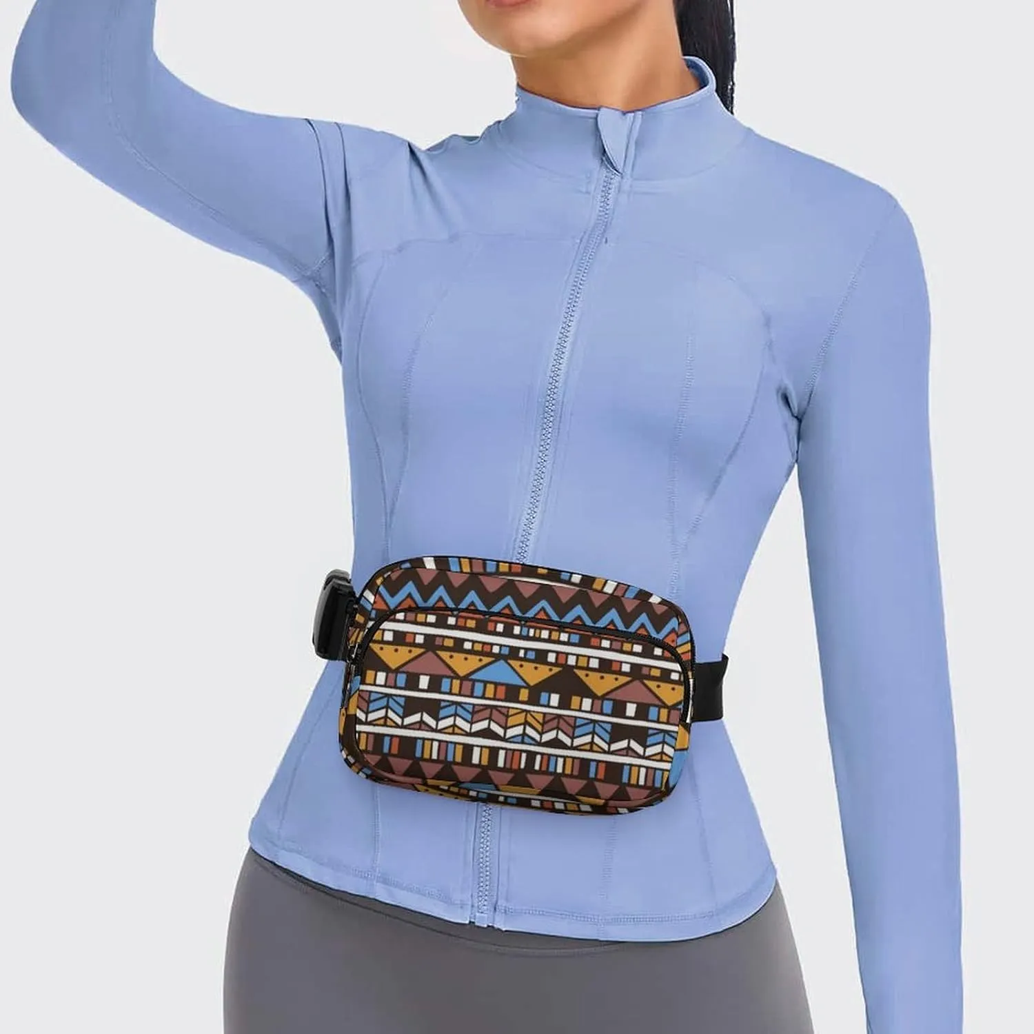 Women and Mens Waterproof Fanny Pack for Hiking/Cycling - Adjustable Waist Pack Compatible with Southwestern Aztec Native American Decoration