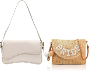 Women Clutch Handbag Pearl Rhinestone Wedding Vacation Bridal Shower Gift