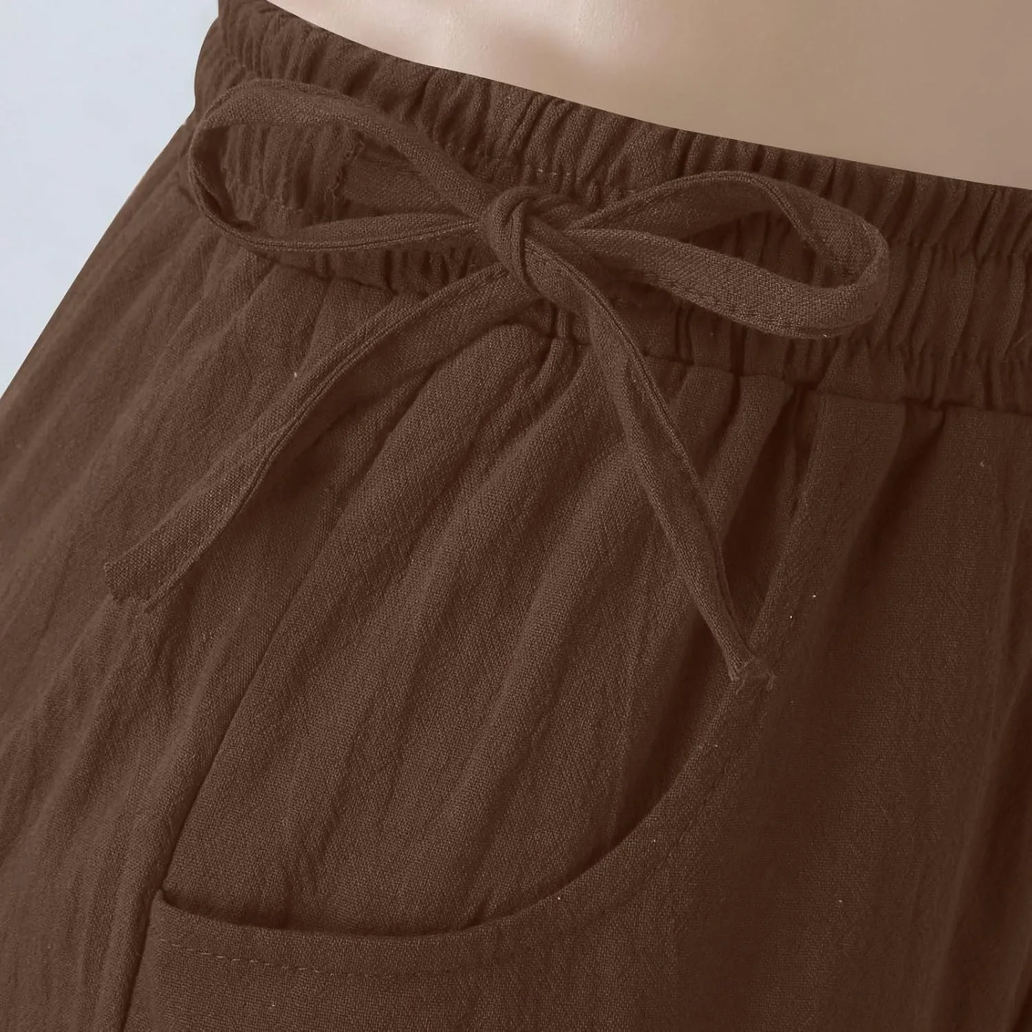 Women Cotton Linen Wide Leg Trousers High Waist Plus Size Lounge Pants Pockets Leisure Pant Causal Sweatpants