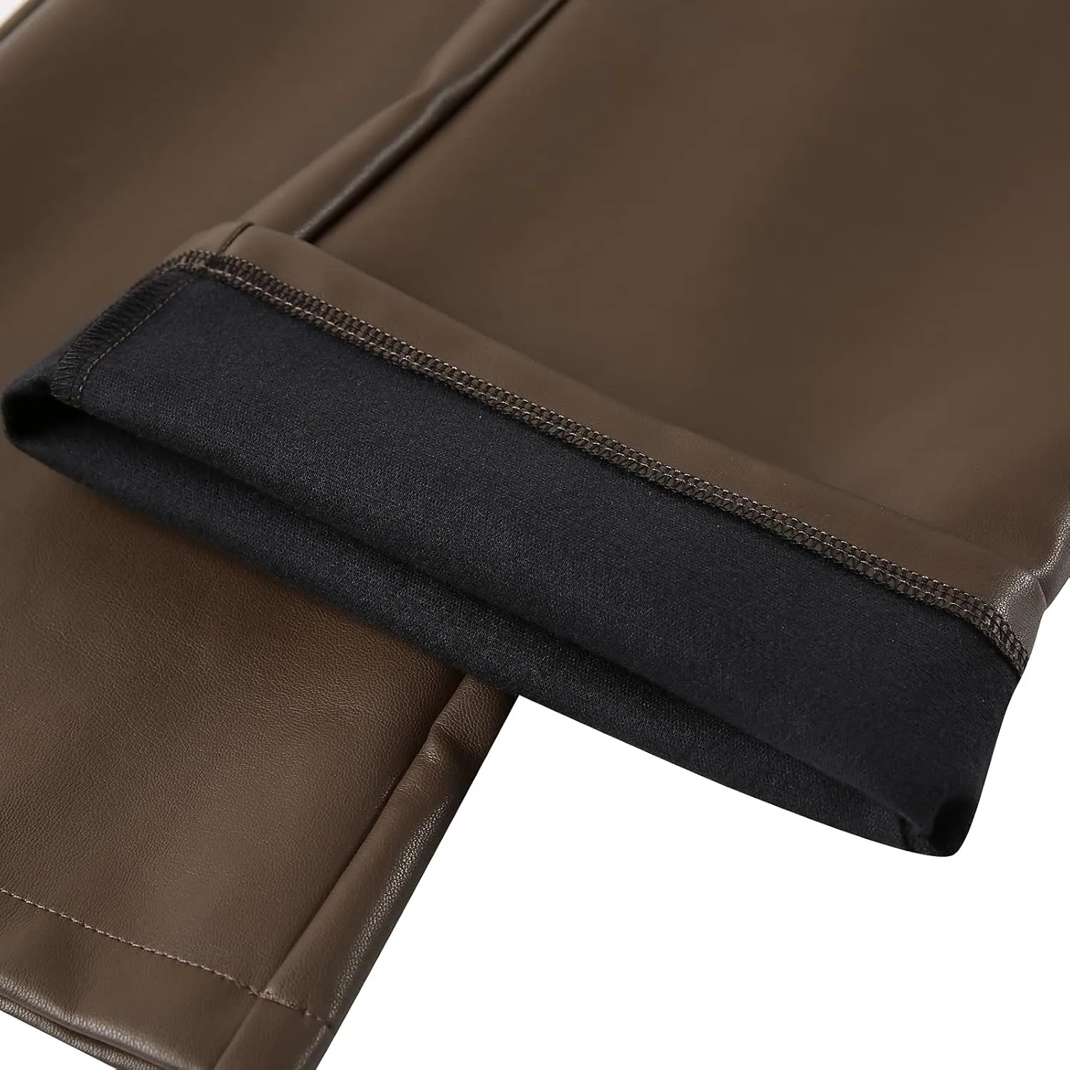 Women Faux Leather Pants High Waist Straight Wide Leg Leggings Slim Fit Trousers with Pockets
