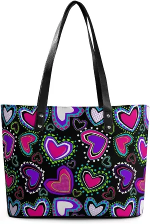 Women Handbag Large Capacity Fashion Shoulder Bag Valentines, Beach Tote PU Leather Purse Shopping