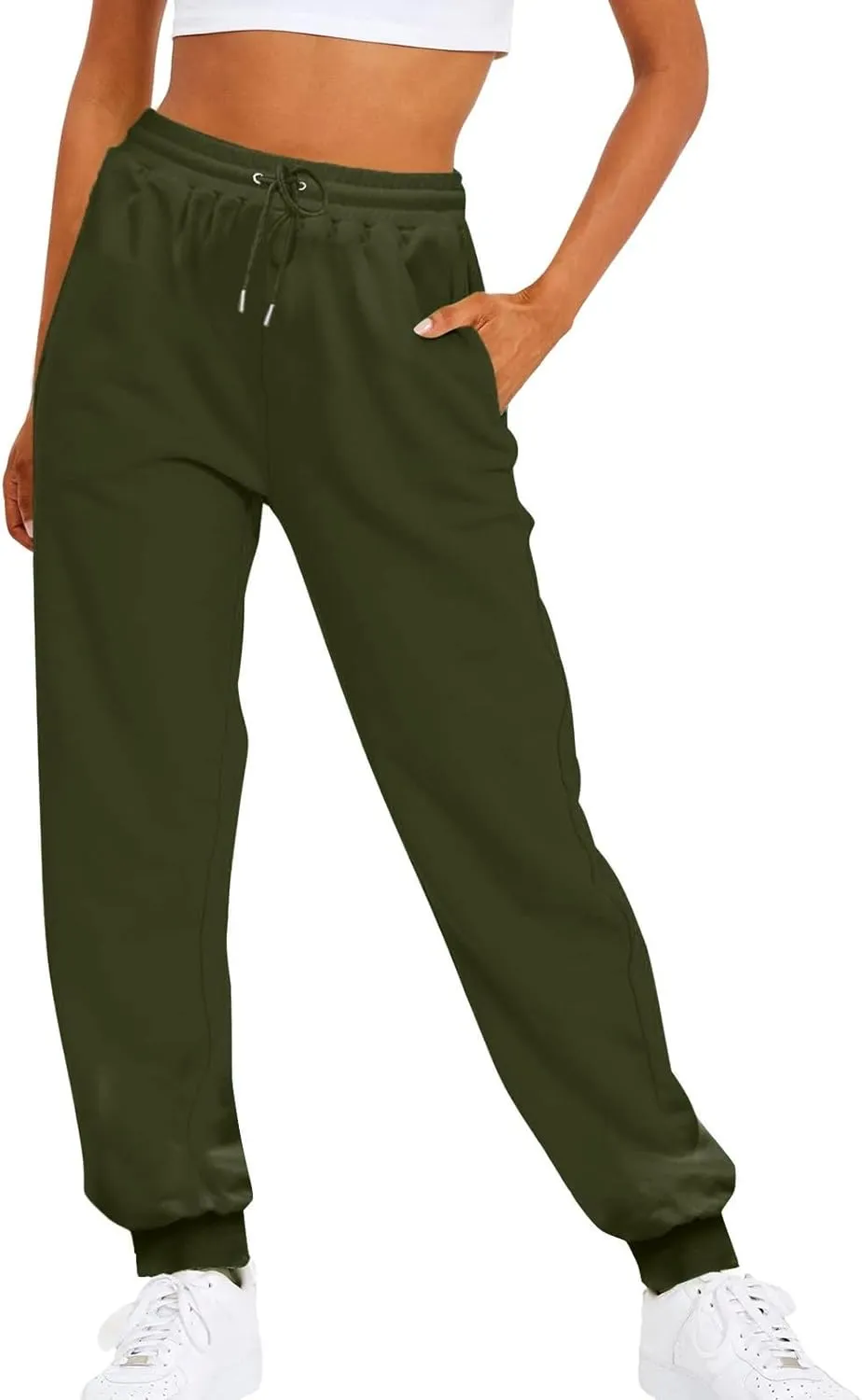 Women Linen Blend Summer Flowy Pants Elastic Waist Straight Loose Fit Pants Work Business