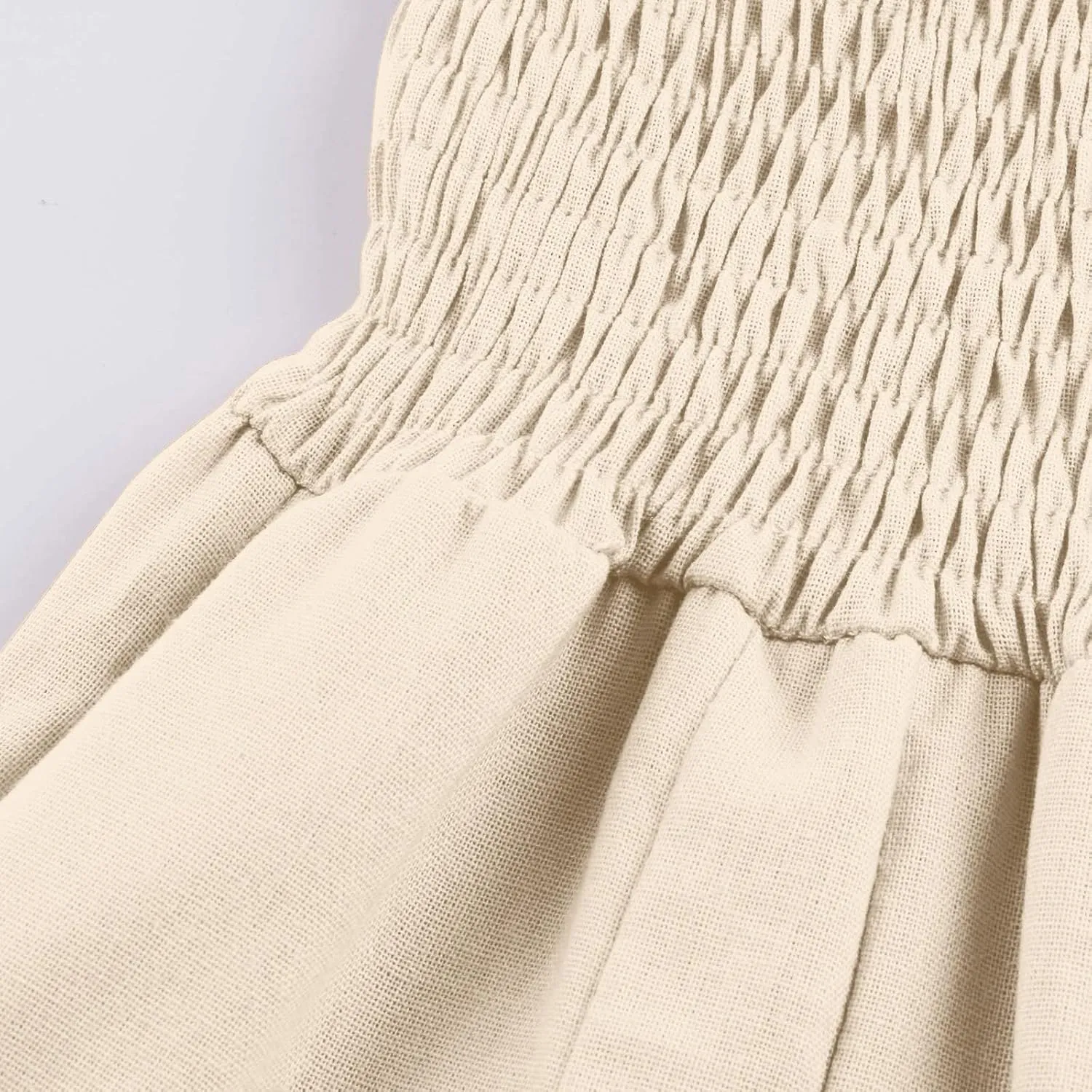 Women Linen Summer Trendy Pants Elastic Waist Ankle Length Slim Fit Pant Trousers Office