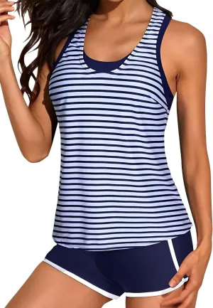 Women's 3 Piece Tankini Swimsuits Sets Tank Top with Sports Bra and Boy Shorts