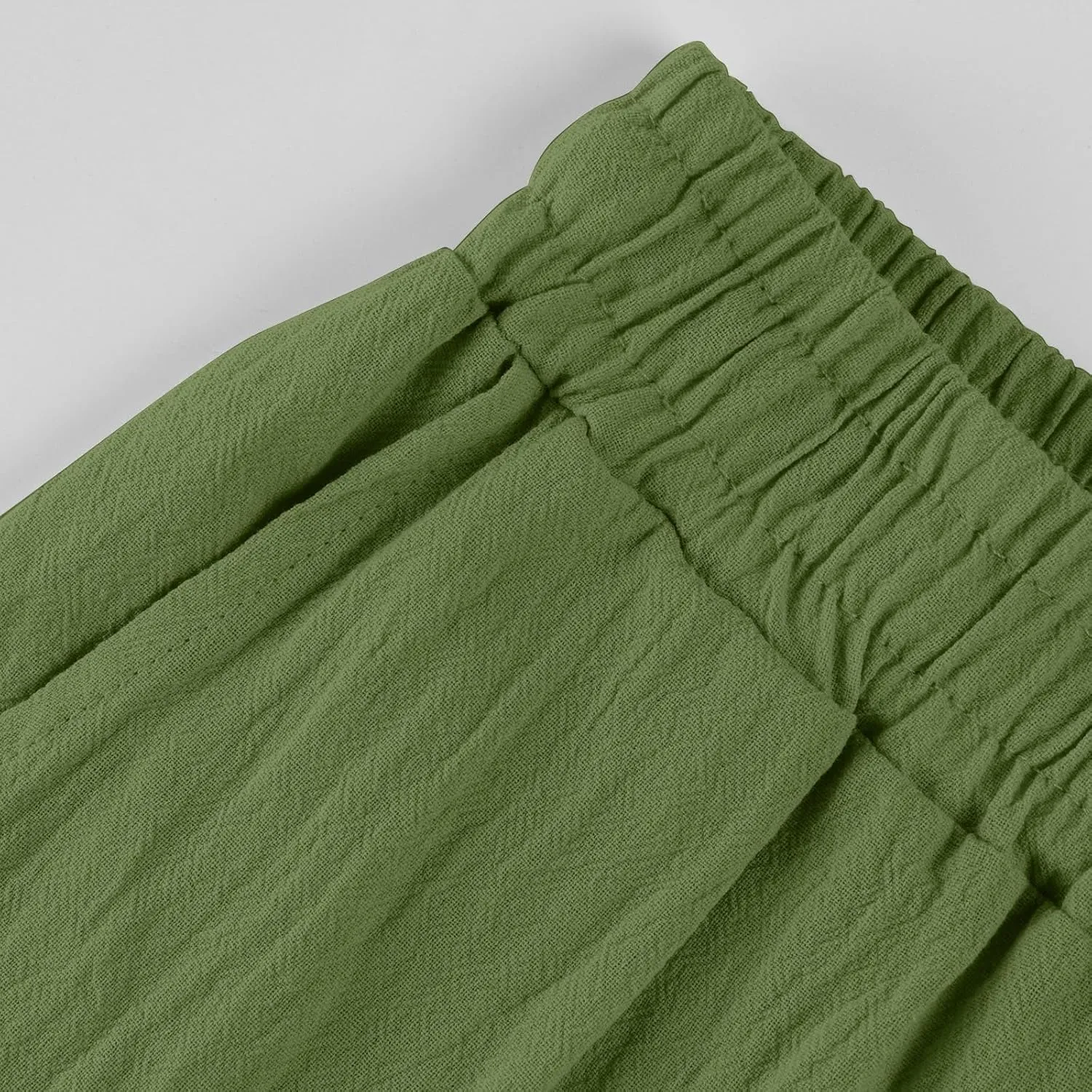 Women's Casual Cotton Linen Pants Drawstring High Waist Loose Fit Summer Pants Lounge Beach Trousers with Pockets