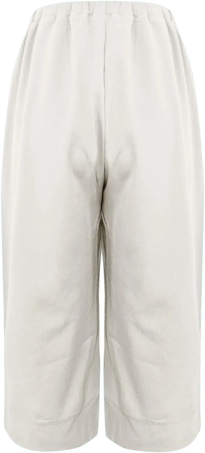 Women's Cotton Linen Summer Lightweigt Pant Trousers Low Waist Wide Leg Slim Fit Pants Office