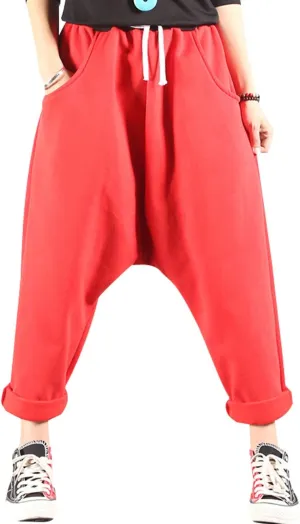 Women's Drawstring Waist Harem Pants with Fleece