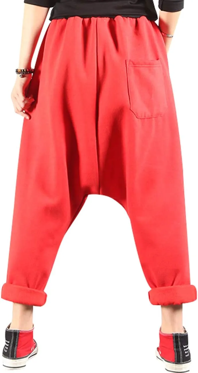 Women's Drawstring Waist Harem Pants with Fleece