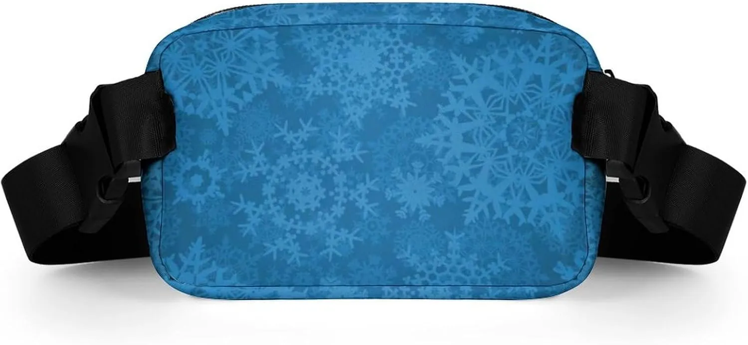 Womens Fashion Sport Waist Pack Compatible with Christmas Decoration Snowflake Blue, Adjustable Fanny Bag for Running/Travel