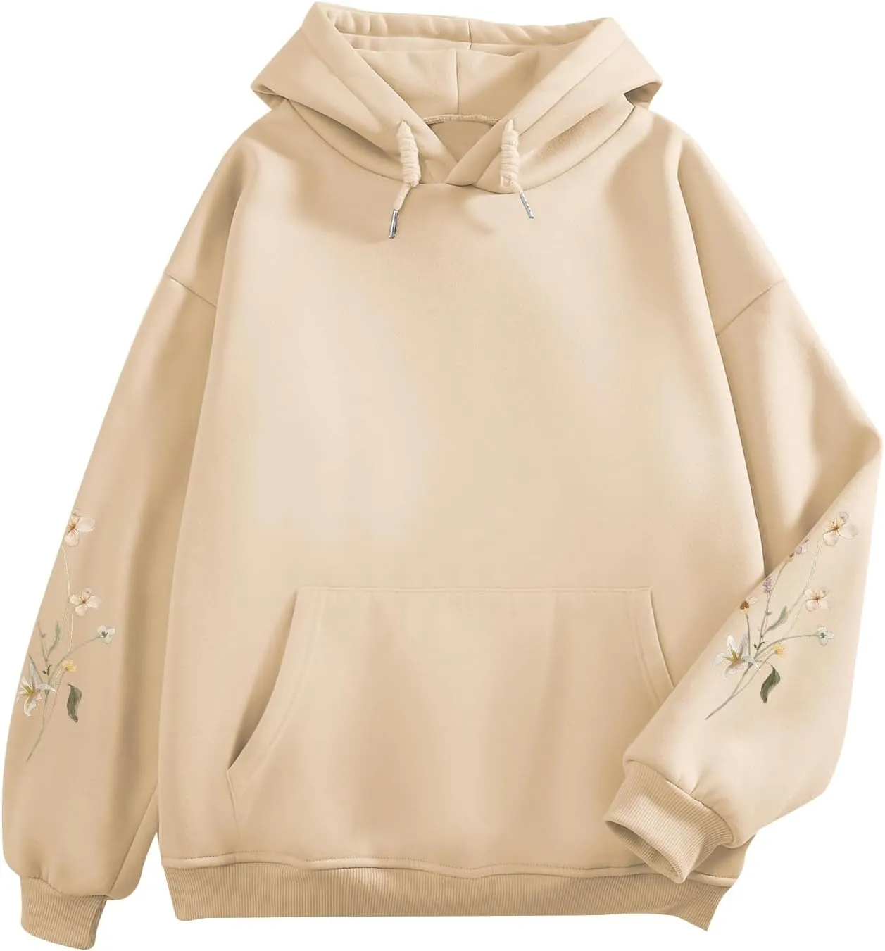 Women's Floral Printed Hoodies Vintage Aesthetic Flower Graphic Sweatshirt Cute Boho Fleece Thermal Hoodie Pullover