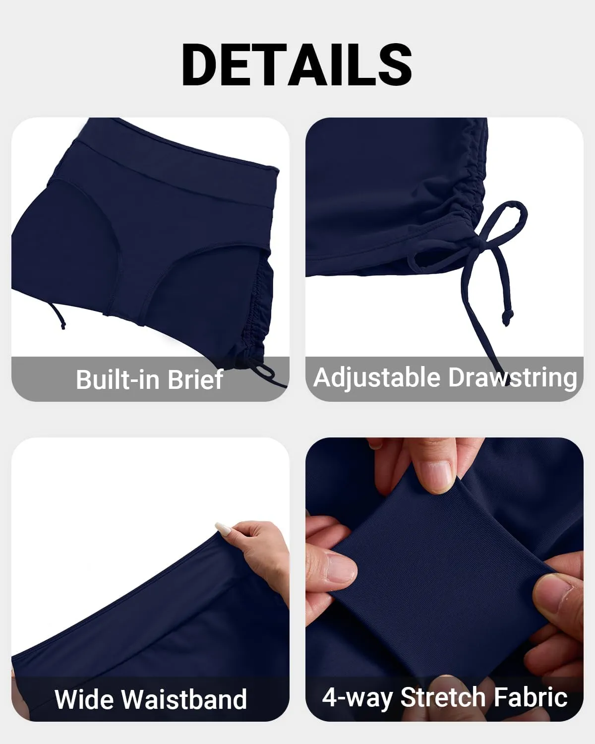 Womens High Waisted Swim Skirt - Drawstring Bathing Suit Skirt Tummy Control Swimsuit Bottoms with Built-in Panty 2025