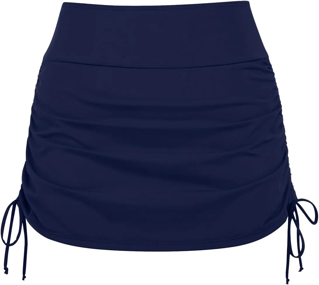 Womens High Waisted Swim Skirt - Drawstring Bathing Suit Skirt Tummy Control Swimsuit Bottoms with Built-in Panty 2025