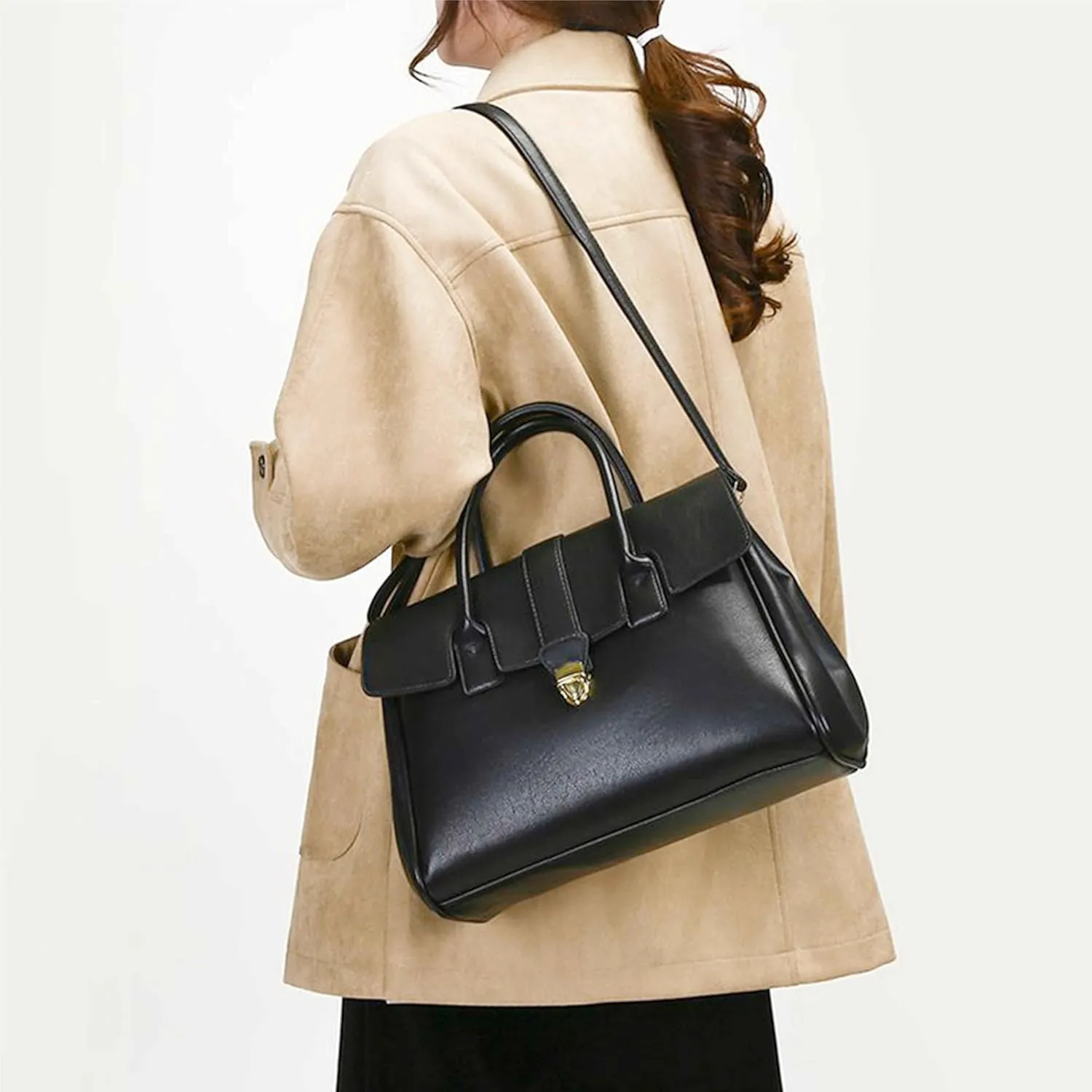 Womens Leather Satchel Tote Bag, Large Top Handle Handbag, Trendy Work Bag, Doctor Bag Purse