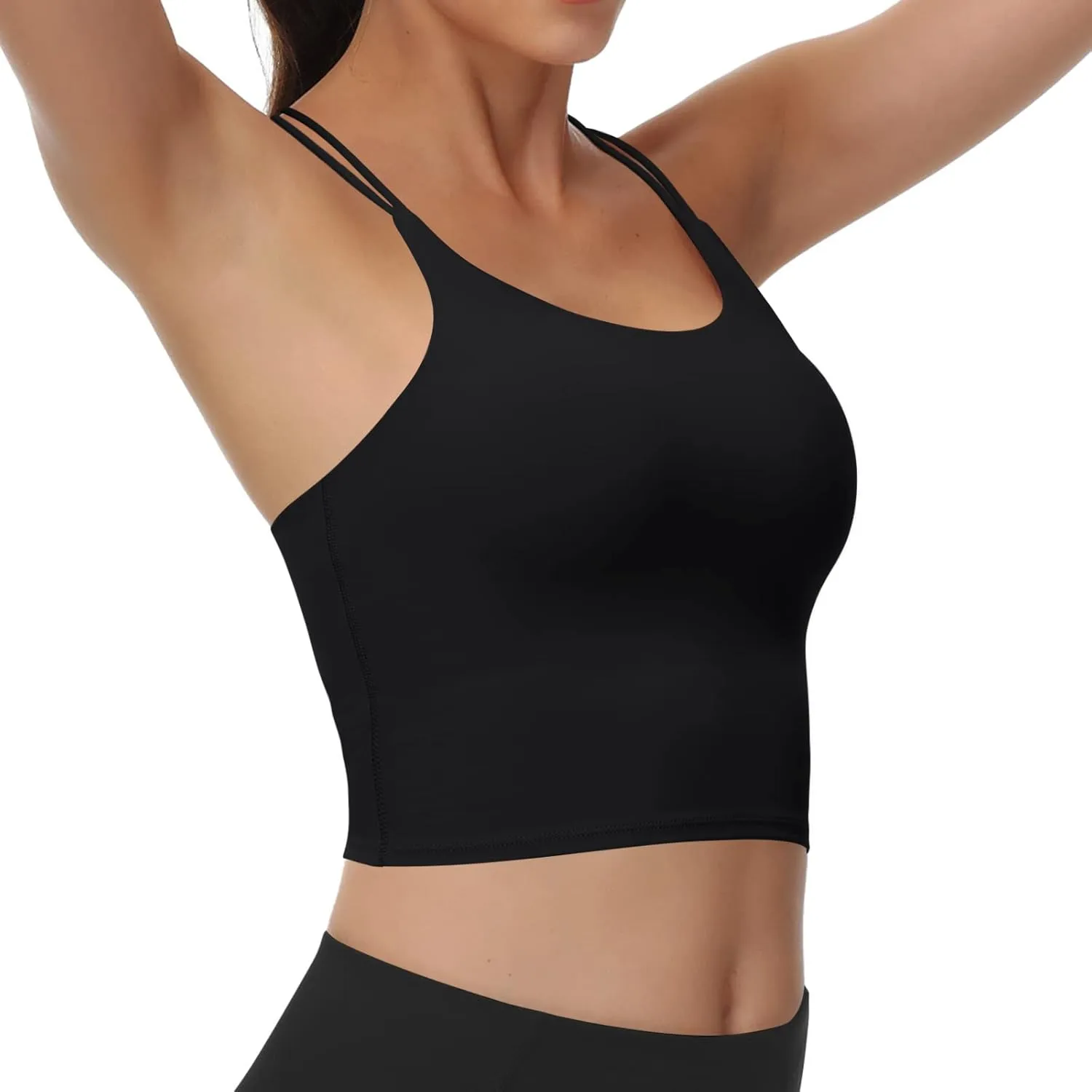 Women's Longline Sports Bra Padded Strappy Yoga Bra Fitness Running Workout Crop Tank Top2pack
