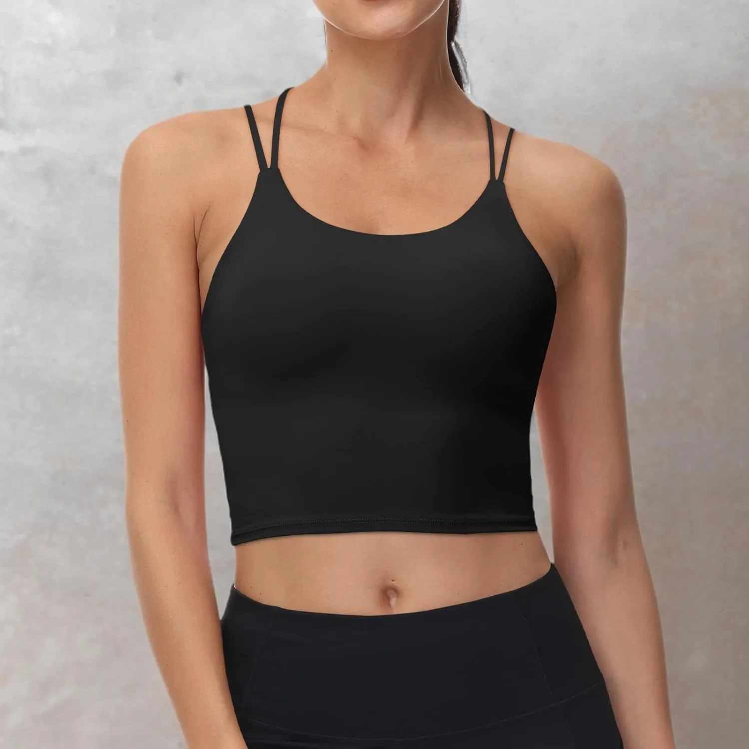 Women's Longline Sports Bra Padded Strappy Yoga Bra Fitness Running Workout Crop Tank Top2pack