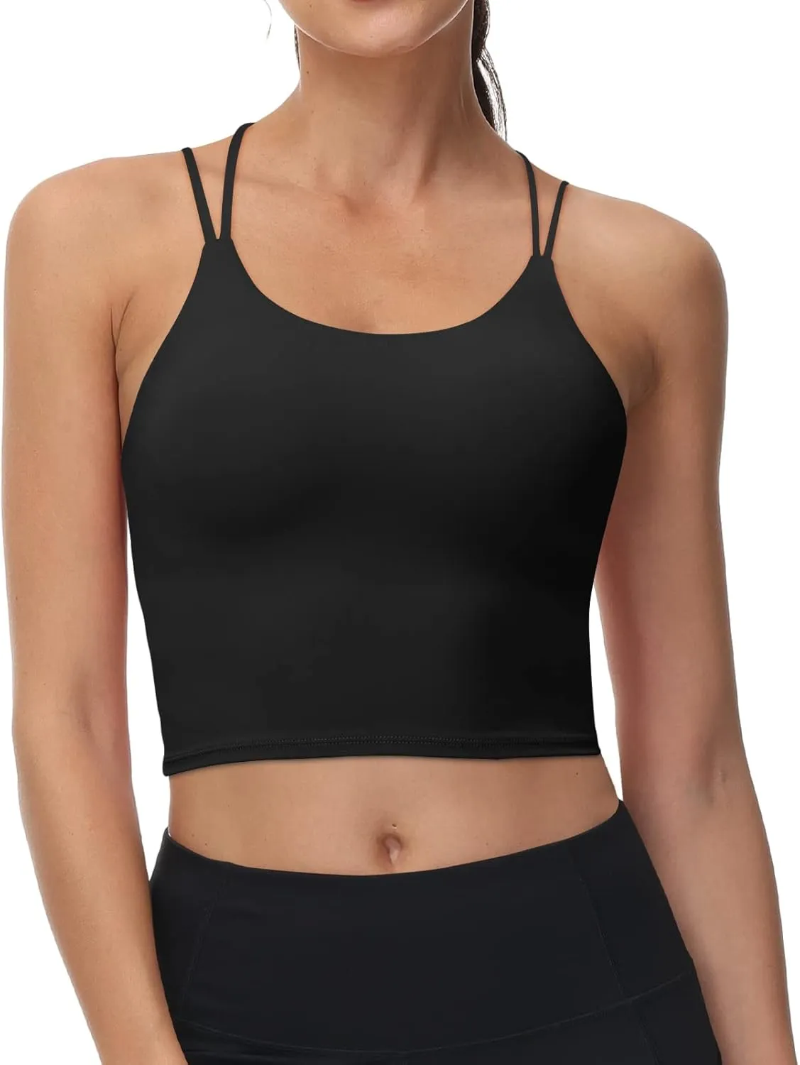 Women's Longline Sports Bra Padded Strappy Yoga Bra Fitness Running Workout Crop Tank Top2pack
