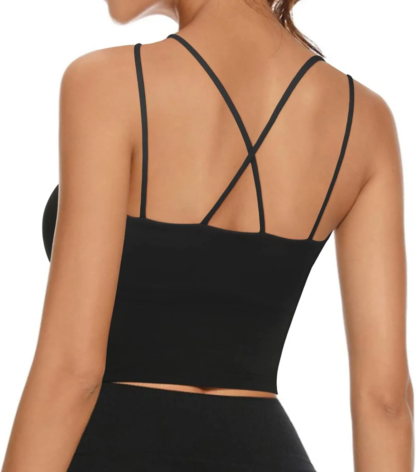 Women's Longline Sports Bra Padded Strappy Yoga Bra Fitness Running Workout Crop Tank Top2pack