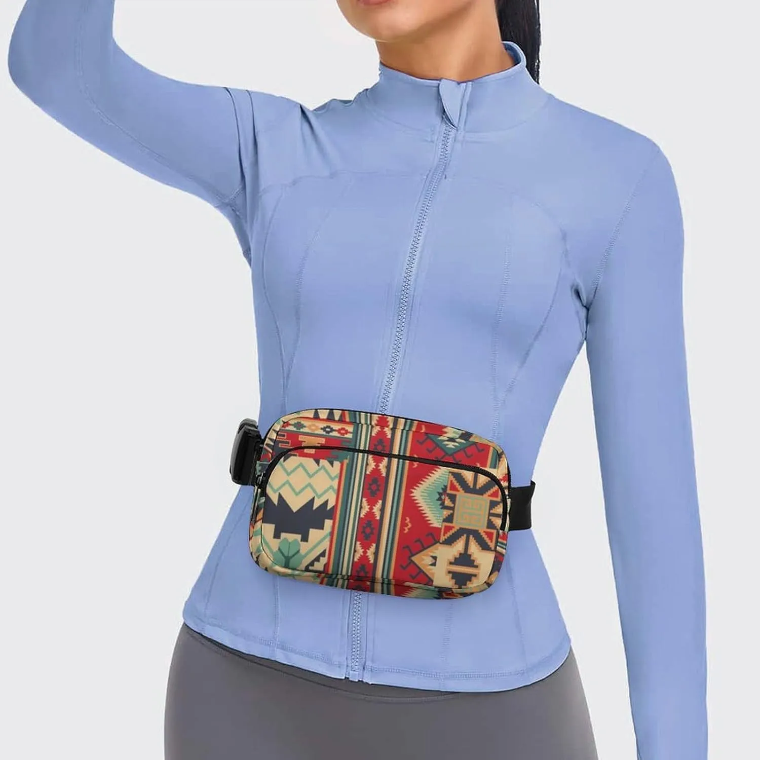 Womens Multi-Function Crossbody Bag Fanny Pack Compatible with Southwestern Aztec Native American Decoration for Workout/Travel/Hiking