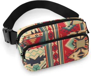 Womens Multi-Function Crossbody Bag Fanny Pack Compatible with Southwestern Aztec Native American Decoration for Workout/Travel/Hiking