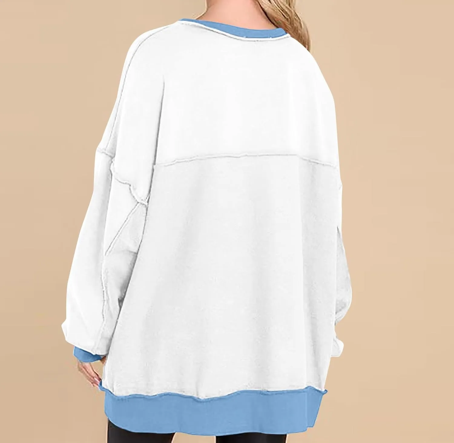 Women's Oversized Sweatshirt Casual Trendy Long Sleeve Button V Neck Pullover Tunic Tops Fall Fashion Outfits