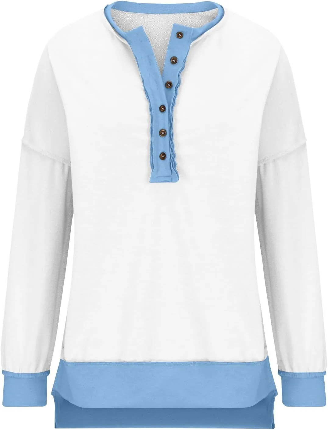 Women's Oversized Sweatshirt Casual Trendy Long Sleeve Button V Neck Pullover Tunic Tops Fall Fashion Outfits