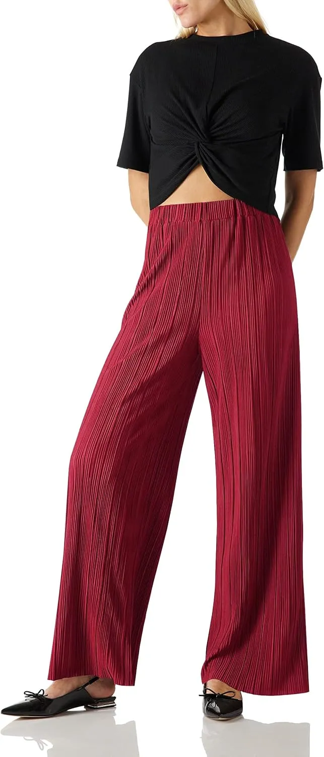 Womens Palazzo Comfy Long Pants High Elastic Waist Wide Leg Lightweigh Trousers Stretchy Flowy Pants for Women