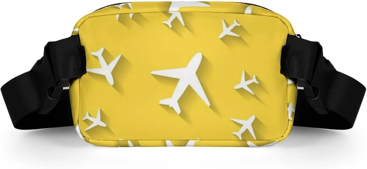 Womens Sport Fanny Pack - Adjustable Belt Bag Compatible with Cartoon Airplane Yellow for Travel/Hiking