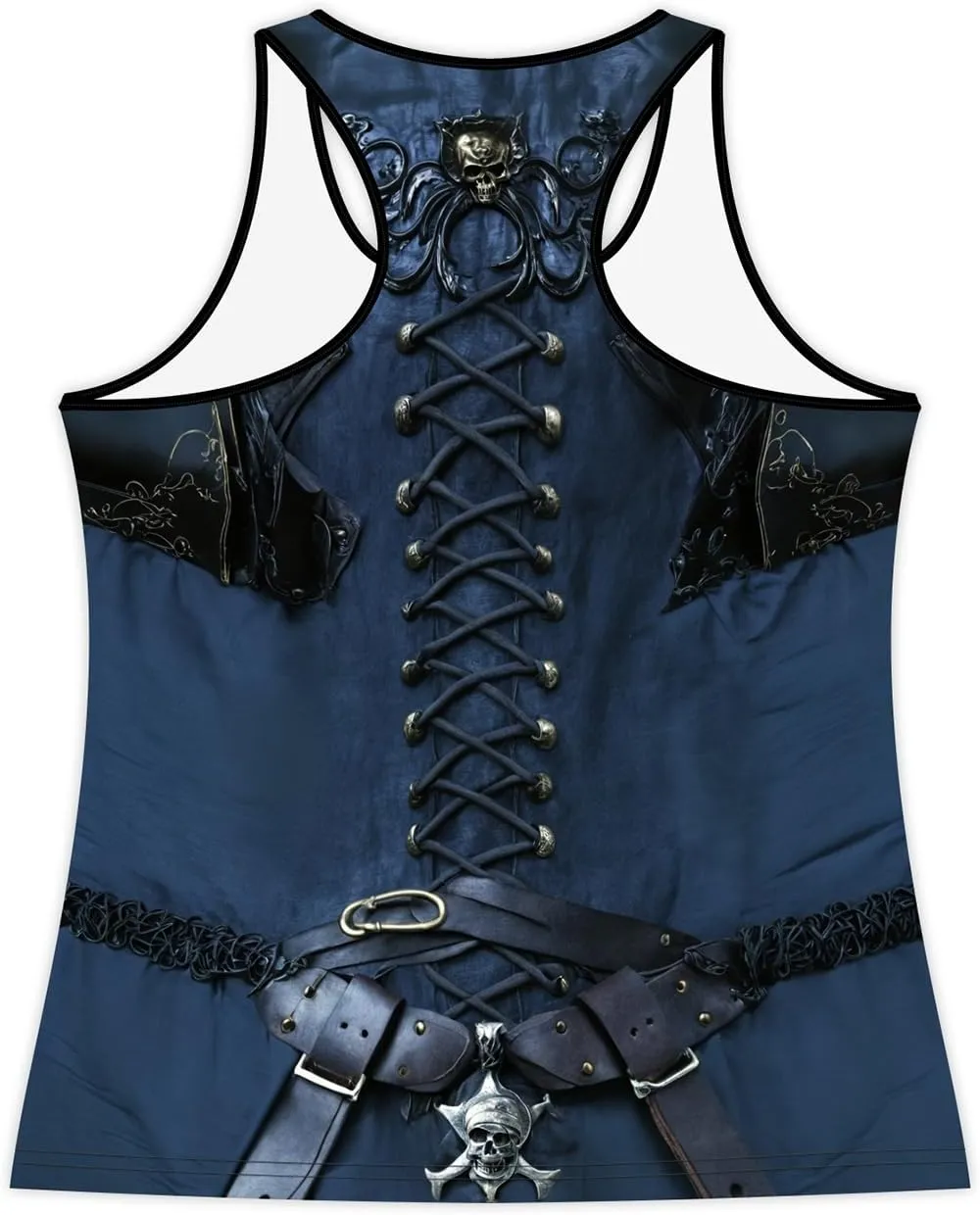 Women's Summer Tank Tops Pirate Knight Skull Sexy and Funny Print Slim Crewneck Sleeveless Top Vest