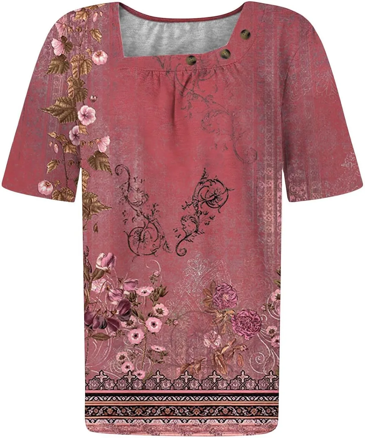 Womens Summer Tops Dressy Trendy Boho Floral Print Short Sleeve T Shirts Casual Loose Fit Basic Tunic Blouses Tees