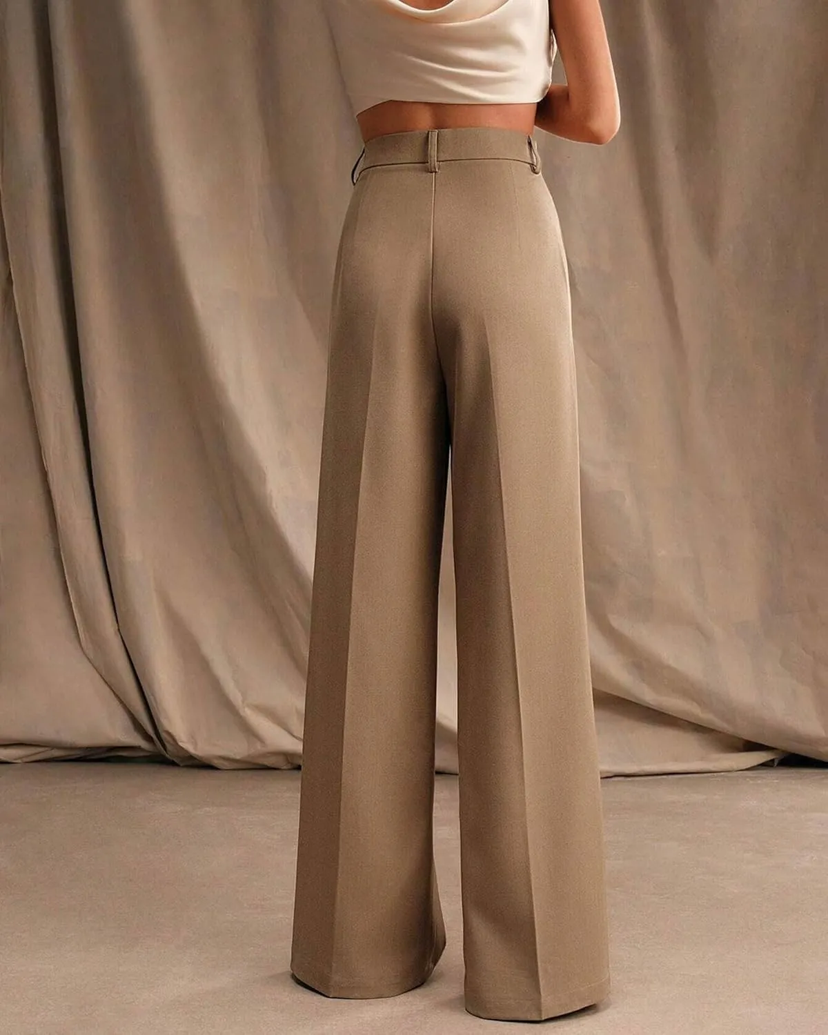 Womens Wide Leg Pants High Waist Straight Work Pants Office Business Casual Palazzo Trousers with Pockets