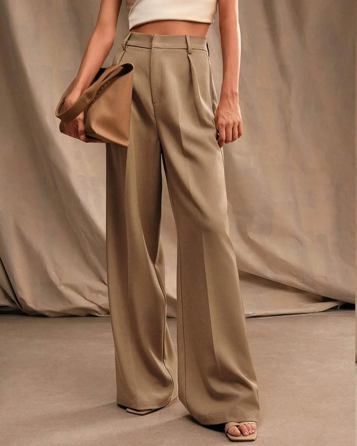 Womens Wide Leg Pants High Waist Straight Work Pants Office Business Casual Palazzo Trousers with Pockets
