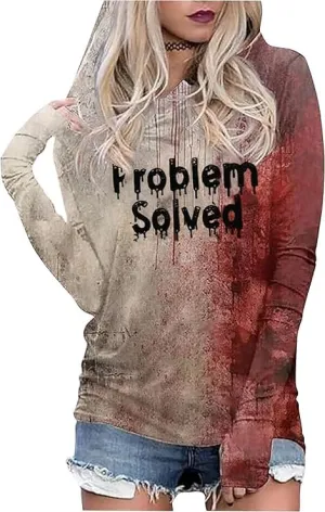 Yuaelria Halloween Sanderson Sisters Squad Hoodies Women Vintage Gothic Graphic Tops Casual Fall Long Sleeve Pullover Shirt